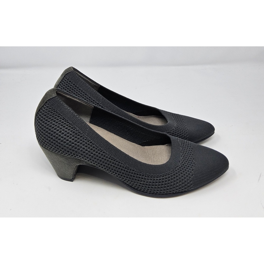 Eileen Fisher Shoes Heeks Women 6.5 M Gray Pointed Toe Cone Knit Pumps Stretch‎